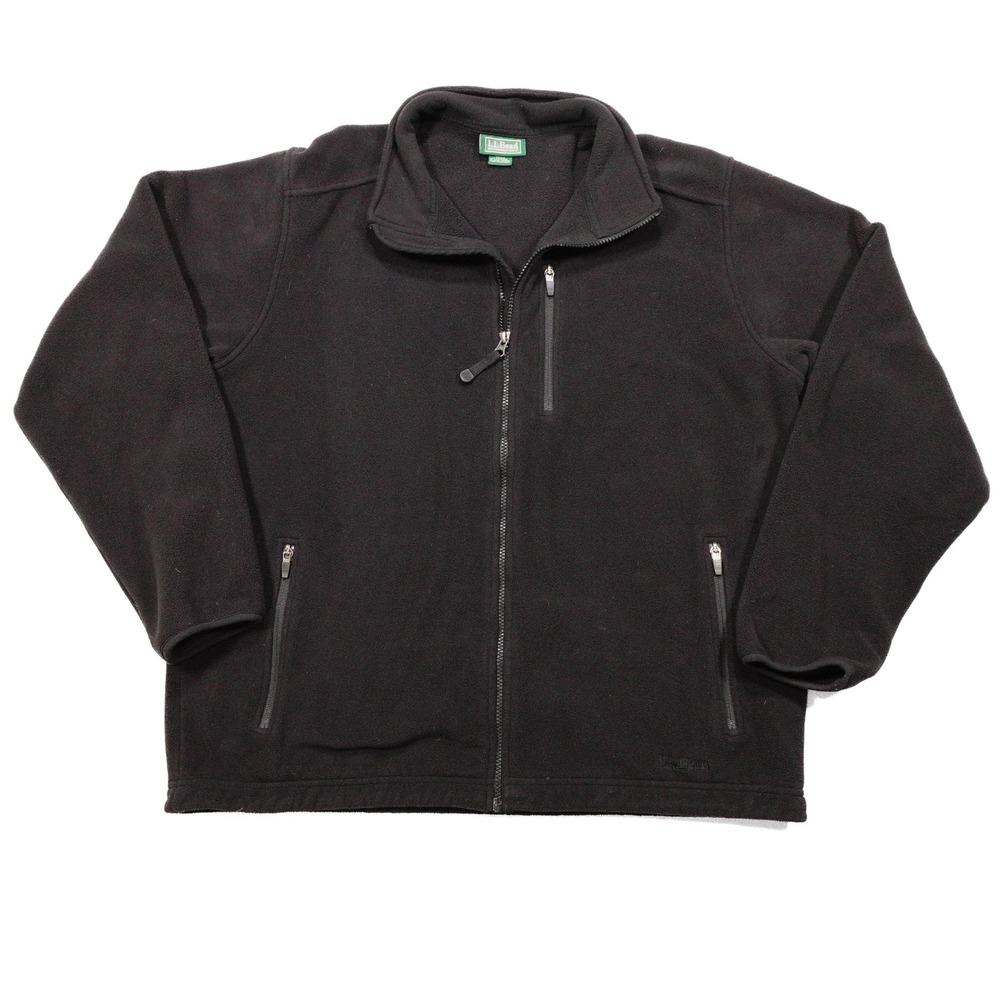 VINTAGE LL BEAN Men's L Black Polartec Full Zip Fleece Outdoor Winter Jacket - Picture 2 of 7